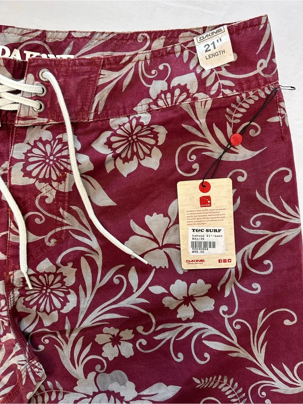 Dakine Hawaii Surf Floral Board Shorts Men's 38 Red 21